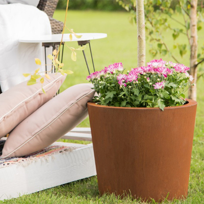 Personnalisable rouillé naturel de décor de planteurs extérieurs grands de luxe à la maison en métal