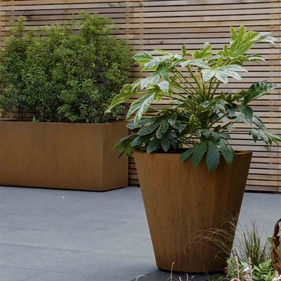 pots d'usine sidérurgique de Corten de décoration de 2.0-10mm Rusty Metal Planter Boxes Garden