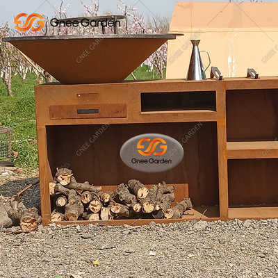 Le charbon de bois unique de barbecue grille le gril en acier de barbecue de Corten pour la cuisine extérieure