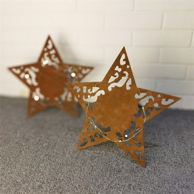 Le métal en acier en forme d'étoile de Corten ornemente la décoration de Noël pour le jardin