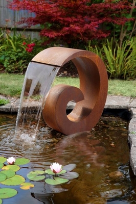 Ornement en acier de jardin de fontaine d'eau de Corten en métal de caractéristique extérieure de l'eau