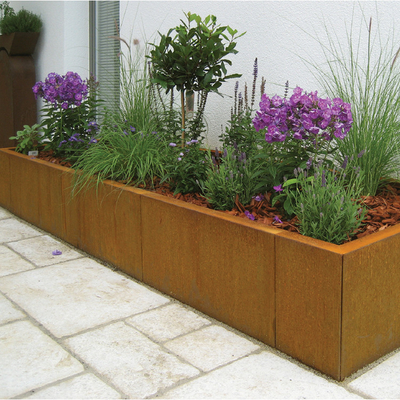 Boîte carrée en acier extérieure de planteur de la rue 0.8mm Corten pour la preuve de temps de parc public