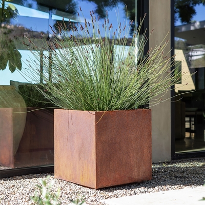 Preuve rectangulaire d'abrasion de pots de fleur de 1.2mm Corten de boîte en acier métallique de planteur