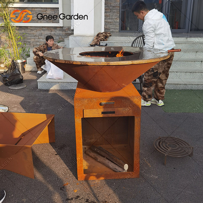 Barbecue en acier pré superficiel par les agents Pit Customizable Size de charbon de bois de Corten Firepits