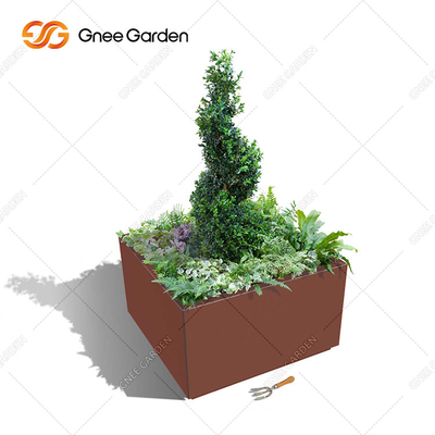 Métal pliant Rusty Corten Steel Planter Box dans le patio extérieur