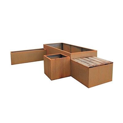 Métal pliant Rusty Corten Steel Planter Box dans le patio extérieur