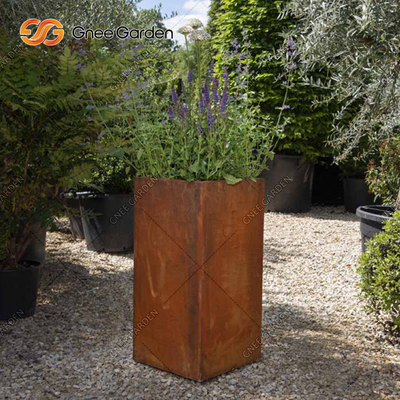 Résistance aux intempéries à la mode en acier de pots de fleur de Corten de longue place faite sur commande de GV