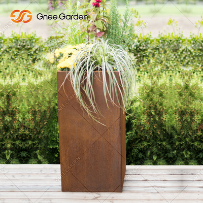 Résistance aux intempéries à la mode en acier de pots de fleur de Corten de longue place faite sur commande de GV