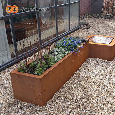 les planteurs végétaux en acier de 1200*500*600mm Corten se sont rouillés des boîtes de planteur en métal