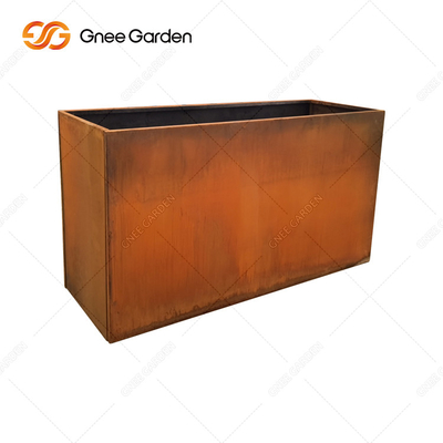 Planteur en acier rustique en métal de Corten le grand enferme dans une boîte extérieur détachable rectangulaire