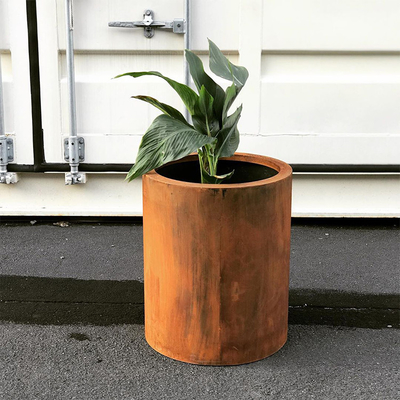 Planteurs de Rusty Finish Round Corten Steel de fleur pour le jardin