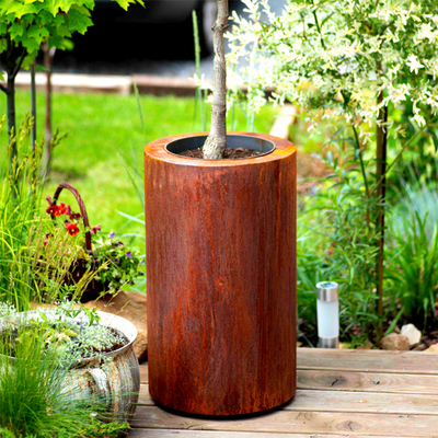 Planteurs de Rusty Finish Round Corten Steel de fleur pour le jardin