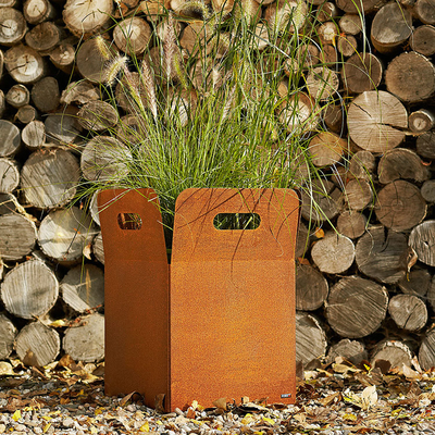 Se rouillent le grand planteur de seau en métal de fer libre pour le style de jardinage extérieur de décoration d'Inhance