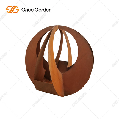Planteur en acier de Corten de rond personnalisable de conception simple avec la soucoupe pour le décor à la maison