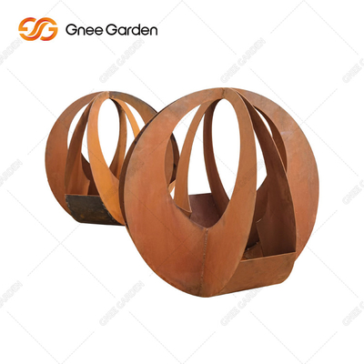 Planteur en acier de Corten de rond personnalisable de conception simple avec la soucoupe pour le décor à la maison