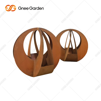 Planteur en acier de Corten de rond personnalisable de conception simple avec la soucoupe pour le décor à la maison