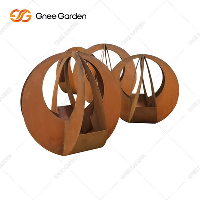 Planteur en acier de Corten de rond personnalisable de conception simple avec la soucoupe pour le décor à la maison