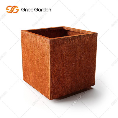 Planteur en acier composé en bois solide de Corten de support de pot de fleur de support en métal de bois de construction