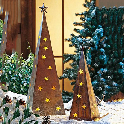 le jardin en métal de Noël de 500mm ornemente des ornements de jardin de Corten avec la LED