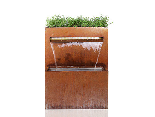 Ornements en acier multifonctionnels de jardin en métal de cascade de Corten avec le planteur