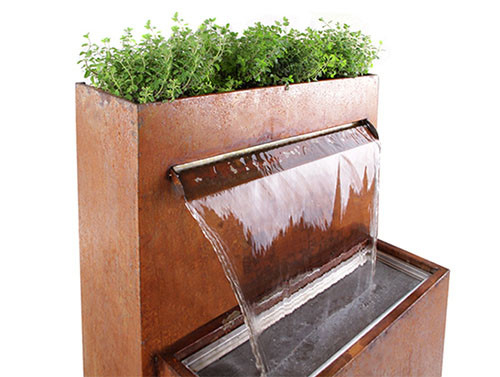 Ornements en acier multifonctionnels de jardin en métal de cascade de Corten avec le planteur