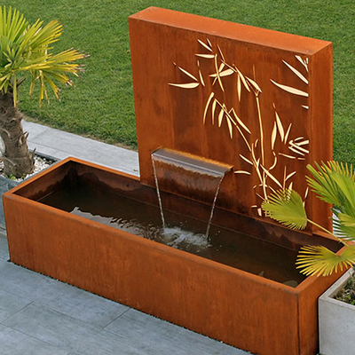 la fontaine d'eau en acier rustique de 1500x1000x600mm Corten avec le laser a coupé le panneau d'écran