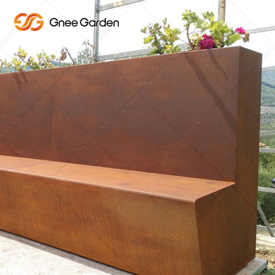 La coutume s'est rouillée banc en acier extérieur de planteur de Corten pour l'arrière-cour