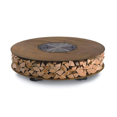 Le feu en bois Pit Table With Chairs de support de Corten de bois de chauffage de mobilier métallique extérieur en acier rond de stockage