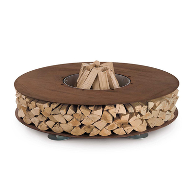 Le feu en bois Pit Table With Chairs de support de Corten de bois de chauffage de mobilier métallique extérieur en acier rond de stockage