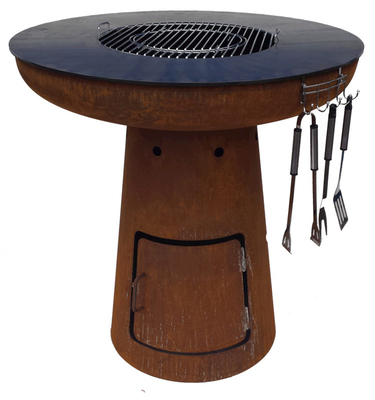 BBQ Fire Bowl Corten Steel avec anneau de gril Camping en plein air