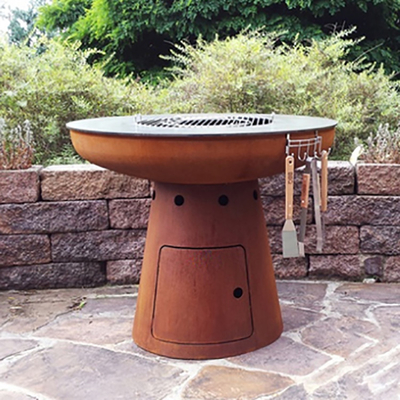 La cuisson extérieure en acier de Corten grille le feu en acier Pit For Barbecue de 100cm Corten