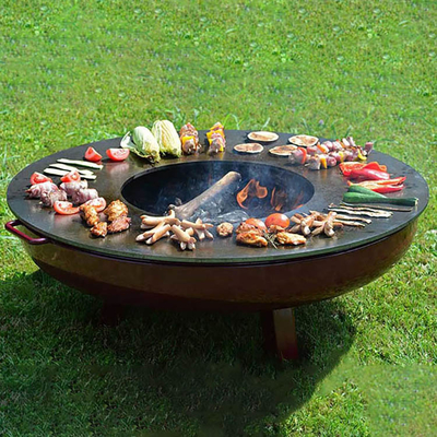 La cuisson extérieure en acier de Corten de service d'OEM grille la combustion en bois