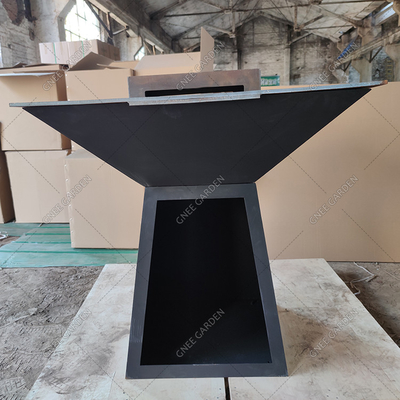 Foyer de barbecue en acier Corten patiné de 3 mm d'épaisseur avec plancha circulaire