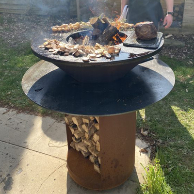 Grille de barbecue en métal Corten extérieur pour cuisson à usage intensif