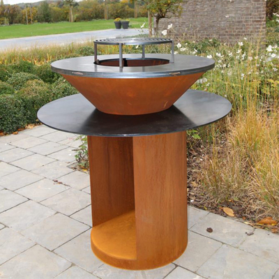 Jardin extérieur Bbq Cuisine Grill Corten Barbecue en acier au bois