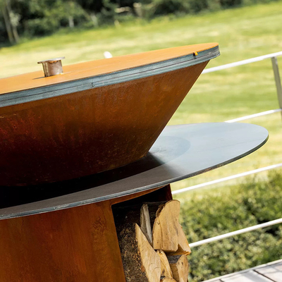 Jardin extérieur Bbq Cuisine Grill Corten Barbecue en acier au bois