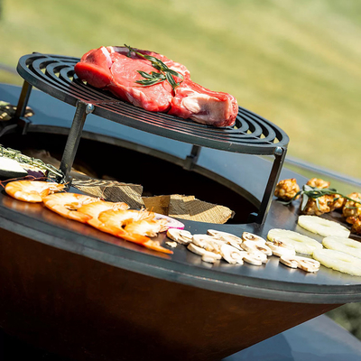 Jardin extérieur Bbq Cuisine Grill Corten Barbecue en acier au bois