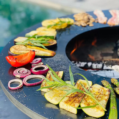 Gril extérieur de charbon de bois de BBQ en acier de Corten de jardin en métal pré rouillé