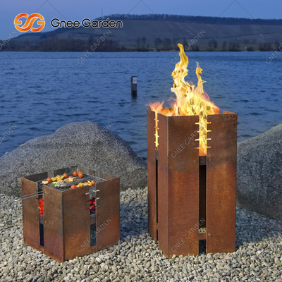 charbon de bois en acier carré de gril de BARBECUE de 1200mm Corten brûlant décoratif