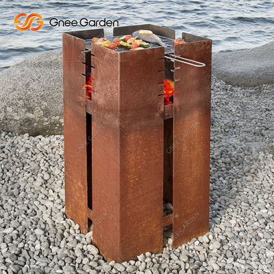 Grille de barbecue en métal Corten extérieur pour cuisson à usage intensif
