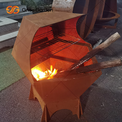 Grilles de charbon de bois de cuisine en plein air en acier Corten pour barbecue