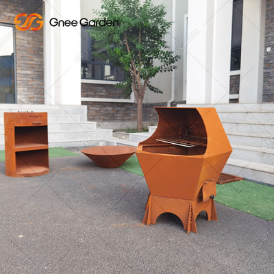 Grilles de charbon de bois de cuisine en plein air en acier Corten pour barbecue