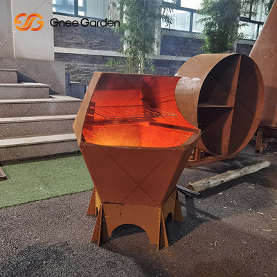Grilles de charbon de bois de cuisine en plein air en acier Corten pour barbecue