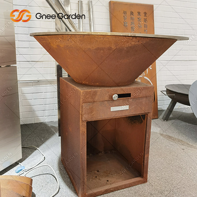 Le BARBECUE de Rusty Color Outdoor grille le fumeur de charbon de bois avec le plat à cuire du diamètre 100cm de rond
