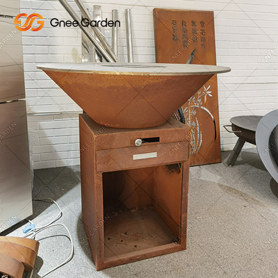 Le feu extérieur en acier brûlant en bois Pit Charcoal Barbecue Grill de Tableau de BARBECUE de Corten