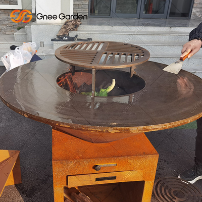 Le feu extérieur en acier brûlant en bois Pit Charcoal Barbecue Grill de Tableau de BARBECUE de Corten