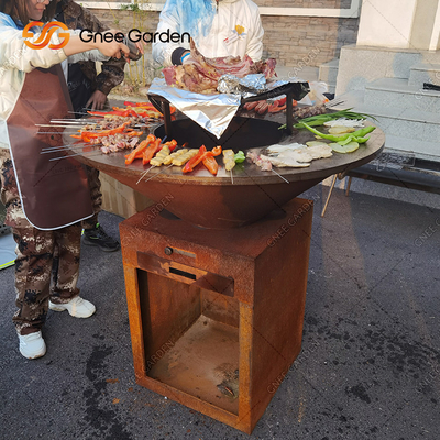 BARBECUE en acier extérieur de mine du feu de jardin de Corten faisant cuire les grils à cuire extérieurs de plat