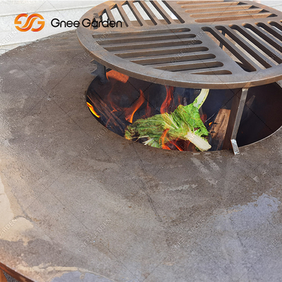 Le BARBECUE de Rusty Color Outdoor grille le fumeur de charbon de bois avec le plat à cuire du diamètre 100cm de rond