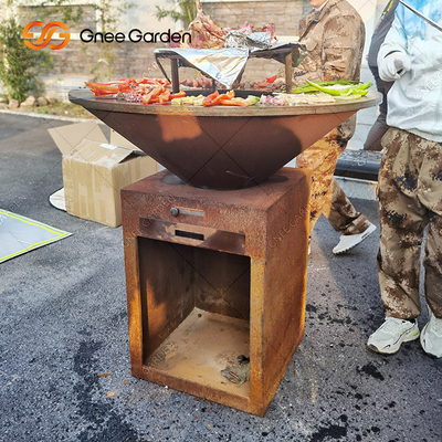 Le jardin en acier de Corten GRILLENT TOUT ENTIER le puits antique à cuire extérieur 31,5&quot; du feu de grils