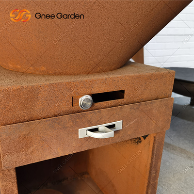Le BARBECUE de Rusty Color Outdoor grille le fumeur de charbon de bois avec le plat à cuire du diamètre 100cm de rond